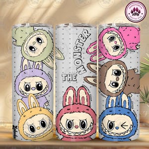 Cartoon 20oz Tumbler Wrap PNG, Trending Pink Cartoon Character 20oz Skinny Tumbler Wrap, Funny Cartoon Png, Gift for Kids, Instant Download