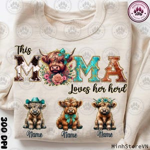 Custom Highland Cow Mom Design Png, This Mama Loves Herd Png, Western Mama Herd Png,Cowhide Mama Png, Mother&#39;s Day Png, Instant Download