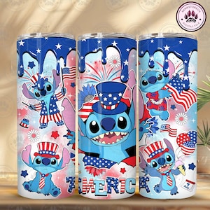 Blue Monster Character 20 OZ Tumbler Wrap Design, Skinny Straight Wrap, Cartoon 20 OZ Tumbler Wrap, 4th of july tumbler, Instant Download