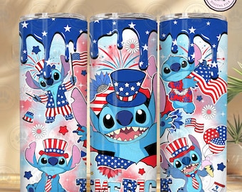 Blue Monster Character 20 OZ Tumbler Wrap Design, Skinny Straight Wrap, Cartoon 20 OZ Tumbler Wrap, 4th of july tumbler, Instant Download