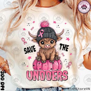 Cute Cow Png, Cute Highland Cow Png, Retro Save The Udders Png, Breast Cancer Png, Cow Png, Pink Ribbon, Cancer Awareness, Instant Download