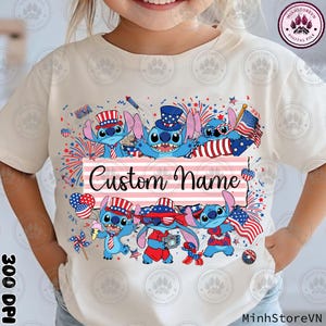 Cartoon Characters America Coquette Png, Custom Cartoon 4th of July Png, Blue Monster America Png, Custom Name USA Png, Instant Download