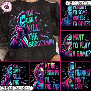 Horror Halloween Neon png Bundle, bunte Blumen Spooky Saison png, Neon Kürbis Halloween png, Retro Horrorfilm png, Instant Download