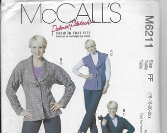 McCalls M6211 Palmer Pletsch Misses Separates Jacket Vest Pants Belt Uncut Factory Folded Sizes 16 through 22