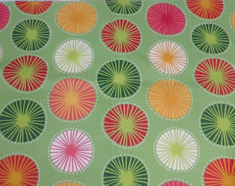 Richloom Indoor Outdoor Fabric Colorful Circles Citrus Design Greens Reds Off White Tans 19 Inches X 54 Inches Wide Home Decor Totes Pillows