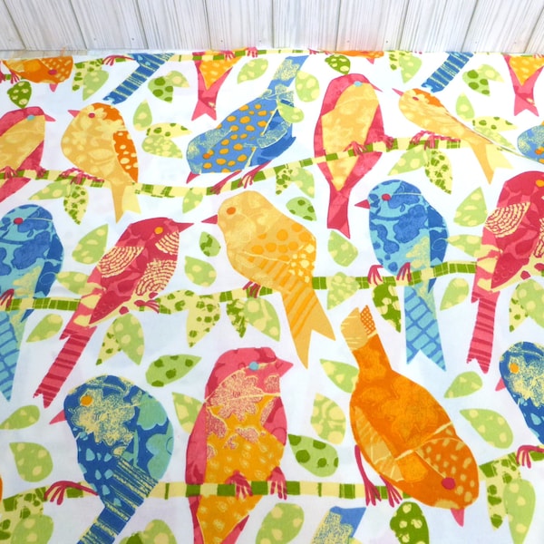 Kovi Indoor Outdoor Colorful Bird Print Fabric 46 Inches Long x 30 Inches Wide Pillow Top Cushions Home Decor Fabric Spring Summer