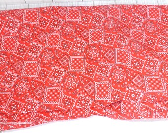 Vintage Red Bandana Print Fabric Cotton 2 Yards 33 Inches x 44 Inches Wide Western Quilting Craft Apron Totes