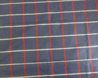 Robert Allen Helios Plaid Navy Blazer Designer Fabric Blue Red White Plaid Wool Blend  33 Inches Long x 56 Inches Wide Craft Clothing Cloth