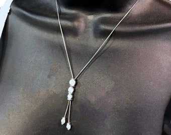 Bridal Diamond necklace, Delicate silver pendant chain, 925 Sterling silver American Diamond, cubic zirconia, OOAK Ahaavi