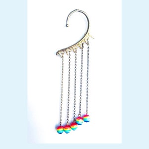 Rainbow EAR CUFF-Gay pride earring-Bohemian Ear cuffs,dangle Ear Jackets,Boho-chic earring,minimalist,modern earrings,Long ear cuffs