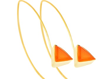 Boucles d’oreilles carneliennes-Orange bijoux en or-Bijoux minimalistes-Boucles d’oreilles modernes-Gemstone boucles d’oreilles-Cadeau de vacances pour ses boucles d’oreilles de vente