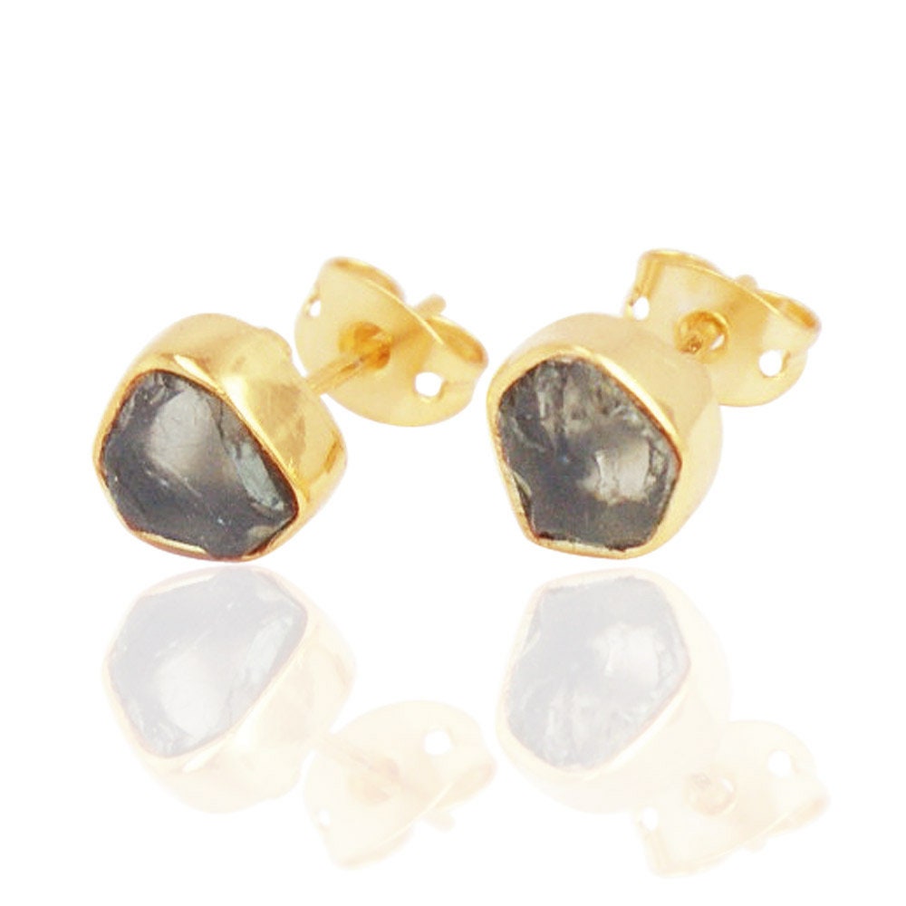 Raw Smoky Topaz Stud Earrings