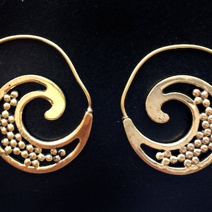 Gold Spiral Earrings: Filigree Boho Tribal Jewelry