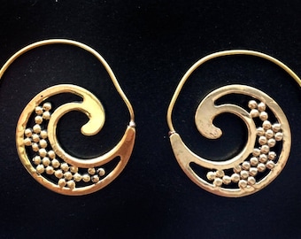 CLEARANCE SALE Gold indian jewellery-boho gold earrings-filigree gold hoop-bohemian gold spiral-tribal earrings