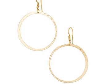 Boucles d’oreilles de disque d’or, cerceaux géométriques d’or, bijoux modernes minimalistes, grandes boucles d’oreilles d’or, 18K bijoux plaqués d’or par Taneesi