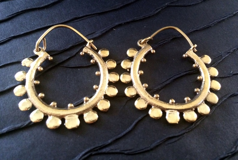 CLEARANCE SALE Bohemian earrings,Gold Hoop earrings,Boho Jewelry,gypsy EARRINGS,Tribal Brass earringsjewelry burning man ZH0525 image 2