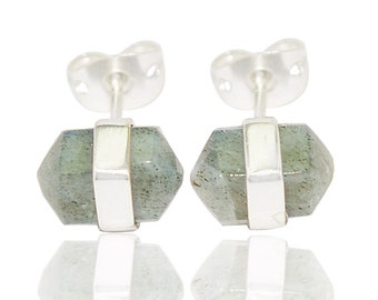 Labradorite Stud Earrings-posts-18KGold filled-silver-rose gold-Modern Geometric- Minimalist-Designer jewelry gift for her birthstone AHAAVI