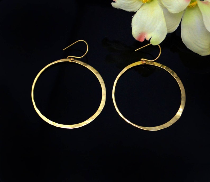 Gold Disc Earrings,Geometric Gold hoops,Minimalist Modern jewelry,large gold earrings,18K Gold plated Jewelry by Taneesi