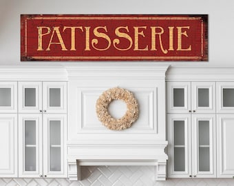 France Country Wall Art Decor PATISSERIE Pastry Shop Vintage Sign French Decor Paris Wall RED Rustic Home Decor Kitchen Dining Room Decor