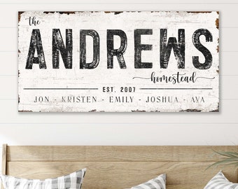 Established Year Sign Last Name Farmhouse Decor Modern Personalized HOMESTEAD Family Large Wall Art Canvas Rustic Decor New Home Gift