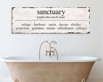 SANCTUARY Sign Decor Custom Personalized Reading Nook Corner Farmhouse Wall Art Home Gift For Her Mom