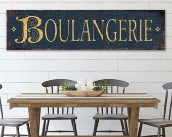 BOULANGERIE SIGN French Country Wall Art Decor Vintage Bakery Sign BLUE Large Wall Art For Kitchen French Kitchen Dining Room Business Shop