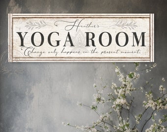 YOGA Studio Sign Decor Custom Personalized Meditation Relaxation Nook Corner Farmhouse Wall Art Name Sign Home Room Gift For Mom Her