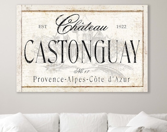 French Country Decor PERSONALIZED Large Oversized Wall Art Name Sign CHATEAU France Decor Large Living Room Kitchen Dining France Inspired