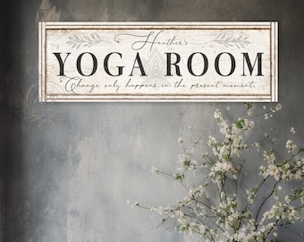 Vintage YOGA ROOM Large Canvas Sign Farmhouse Wall Decor PERSONALIZED Gift For Her For Mom Home Wall Decor Custom