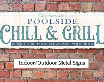 Custom Outdoor Name Sign Pool Patio Decor Personalized Metal Backyard Bar And Grill Modern Farmhouse Large Black Canvas Wall Art