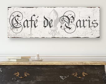 Personalized French Café Sign. Vintage-style French Cafe Sign