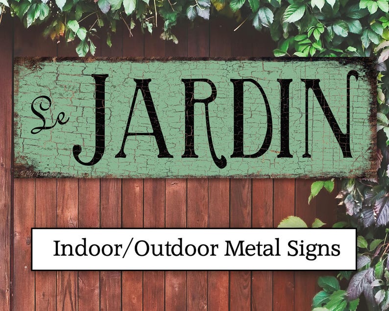 Vintage Metal Garden Sign Le Jardin, French Country Decor Bild 4