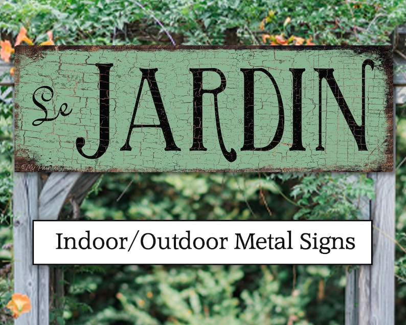 Vintage Metal Garden Sign Le Jardin, French Country Decor Bild 2