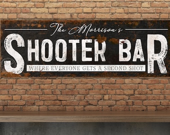 Basement Bar Sign SHOOTER BAR Home Bar Wall Decor Custom Personalized Basement Bar And Lounge Last Name Sign Wall Art Home Decor