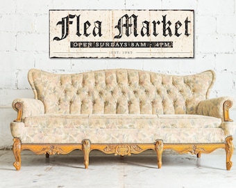 FLEA MARKET Vintage Sign Farmhouse Canvas Business Personalized Metal Art Print