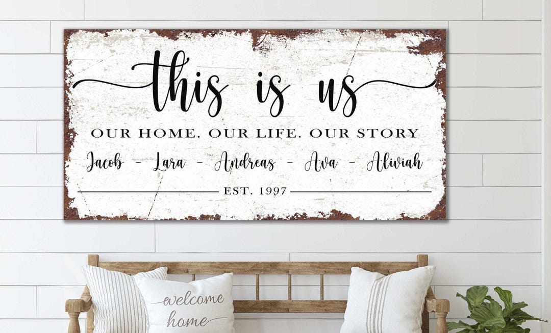 Personalized THIS IS US Sign Vintage Family Gift Name Signs Custom ...