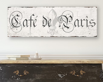 CAFE DE PARIS Vintage Inspired Sign Antique French Coffee Bar Wall Art Decor