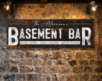 Basement Bar Sign Home Bar Wall Decor Custom Personalized Basement Bar And Lounge Last Name Sign Wall Art Large Wall Art Canvas Home Decor