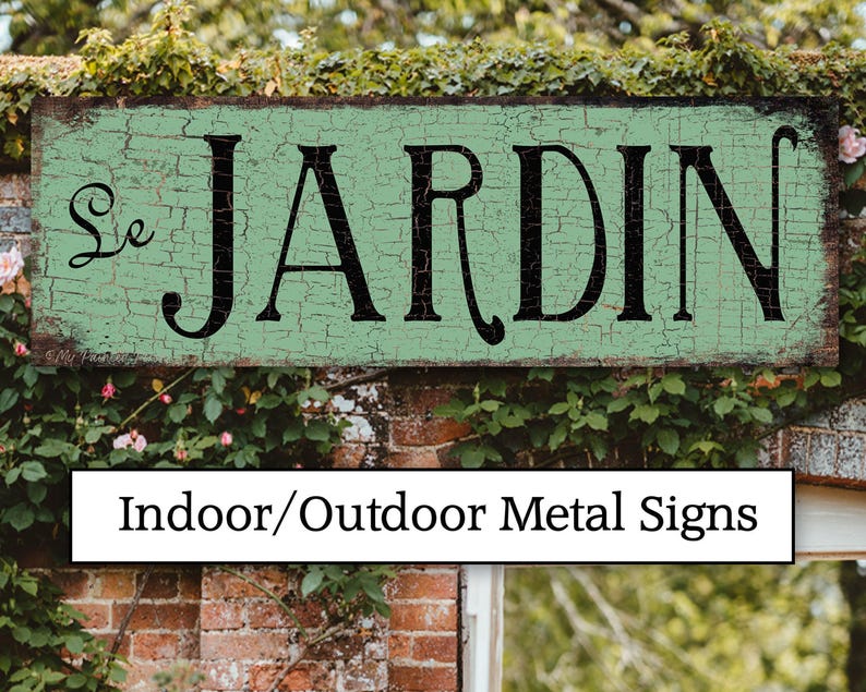 Vintage Metal Garden Sign Le Jardin, French Country Decor Bild 1