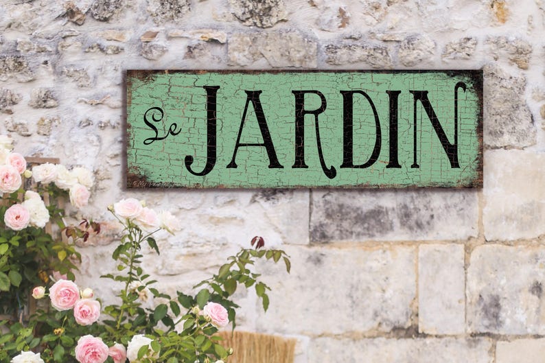 Vintage Metal Garden Sign Le Jardin, French Country Decor Bild 5