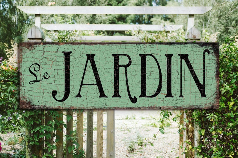 Vintage Metal Garden Sign Le Jardin, French Country Decor Bild 8
