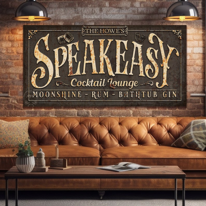 SPEAKEASY Decor Sign CUSTOM Basement Bar Decor in Vintage Faux Rusted ...