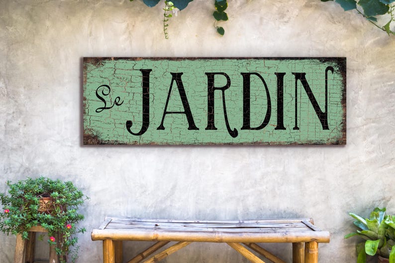 Vintage Metal Garden Sign Le Jardin, French Country Decor Bild 7