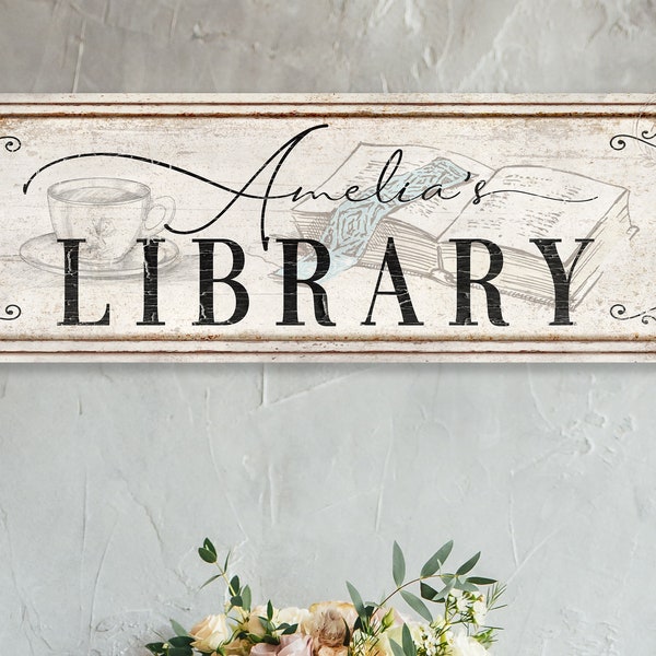 Custom Library Sign - Etsy