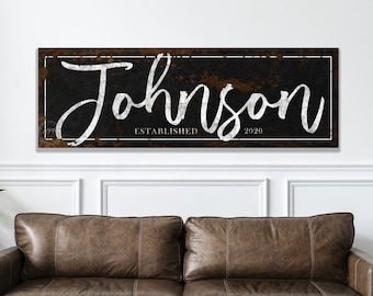FAMILY NAME SIGN Farmhouse Wall Decor Last Name Wall Art Custom Personalized Wedding Gift For Couple Sign House Warming Gift Large Canvas