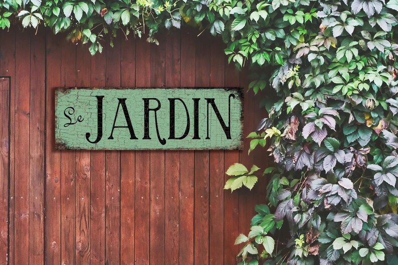 Vintage Metal Garden Sign Le Jardin, French Country Decor Bild 6