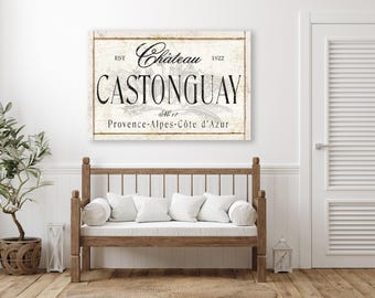 French CHATEAU Personalized Sign Large Vintage Custom Family Name Wall Art