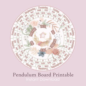 印刷可能な花の振り子ボード | 占いツール PDF | 週 | 月 | パーセンテージ | 即時ダウンロード | 花柄ピンクプリント