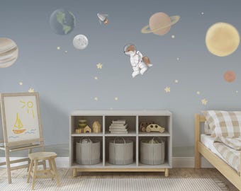 Outer Space Astronaut Wallpaper | Custom Designizable Kids Nursery Wall Decor