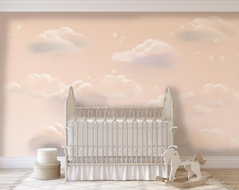 Sunrise Clouds Wallpaper | Custom Design Kids and Nursery Room Decor |Dreamy Sunset Sky